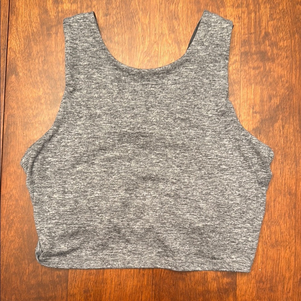 Gray Cropped Workout Top